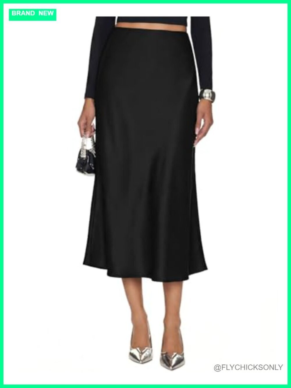 Silk Satin Midi Skirt Elastic High Waisted A-Line Cheetah Print Leopard Long